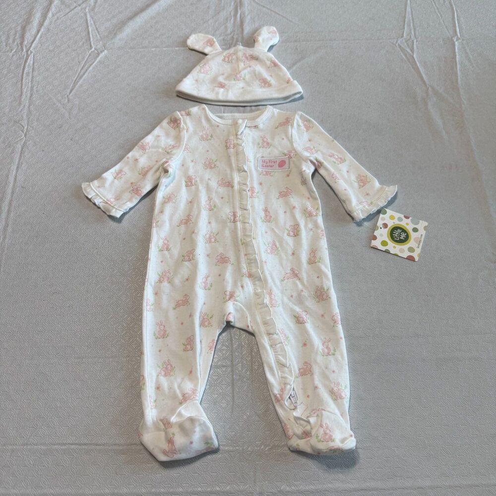 Little Me 2pc "My First Easter" Footie Sleeper & Bunny Ears Hat Set 3M NWT